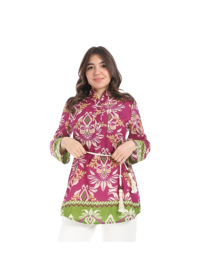 Coctail Floral Blouse-5735-fuchia  - Image 1
