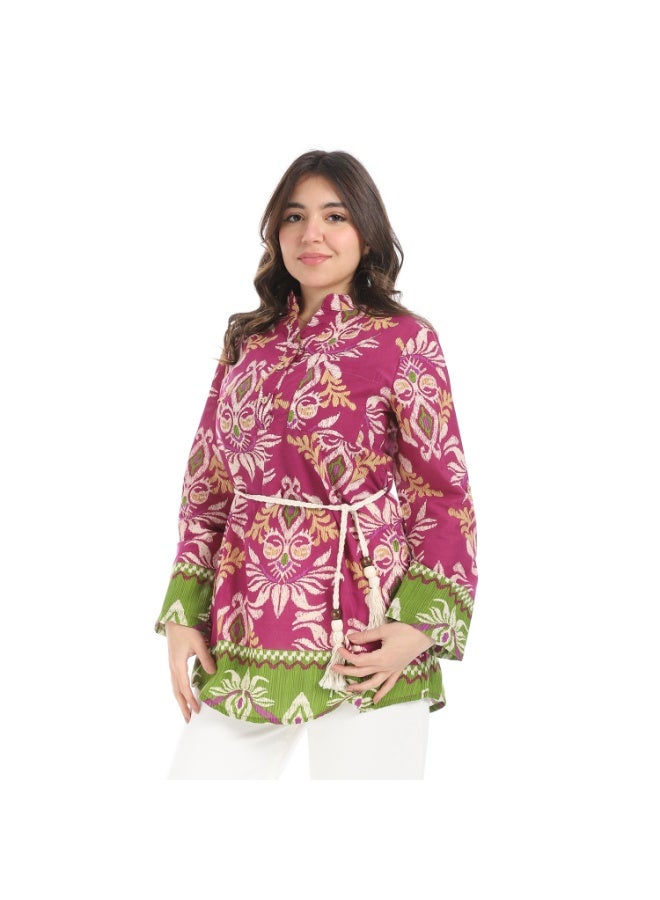 Coctail Floral Blouse-5735-fuchia  - Image 2
