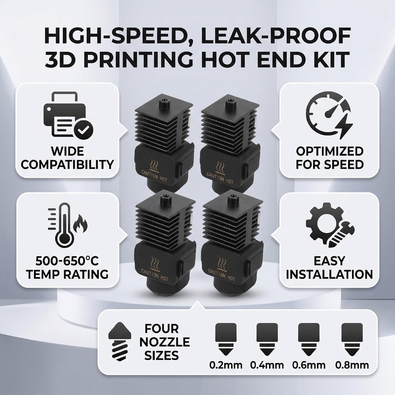 Ashata Print Head Hot End Kit, 0.2-0.8mm Hardened Steel Nozzle 3D Printer Extruder Assembly for Lab X2D H2S H2D Replacement Parts - Image 2