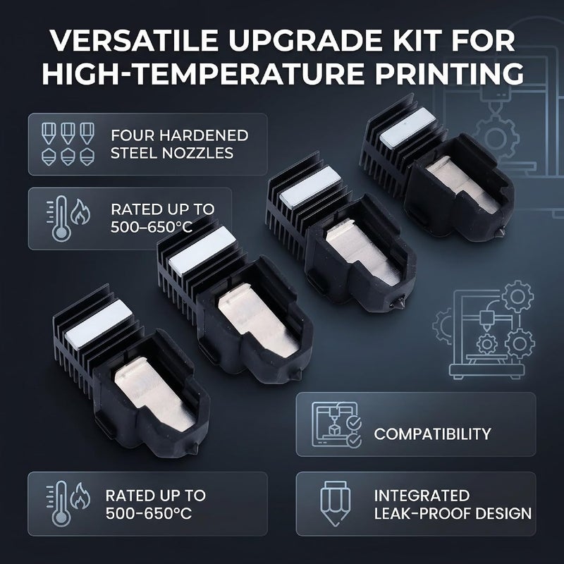 Ashata Print Head Hot End Kit, 0.2-0.8mm Hardened Steel Nozzle 3D Printer Extruder Assembly for Lab X2D H2S H2D Replacement Parts - Image 3