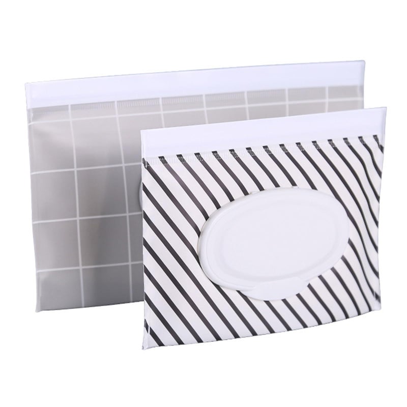 VOONGOR Portable Wet Wipe Pouch, Reusable Refillable Baby Travel Wipes Holder & Case, Lightweight Flushable Diaper Wipes Container (Plaid Pattern) - Image 1