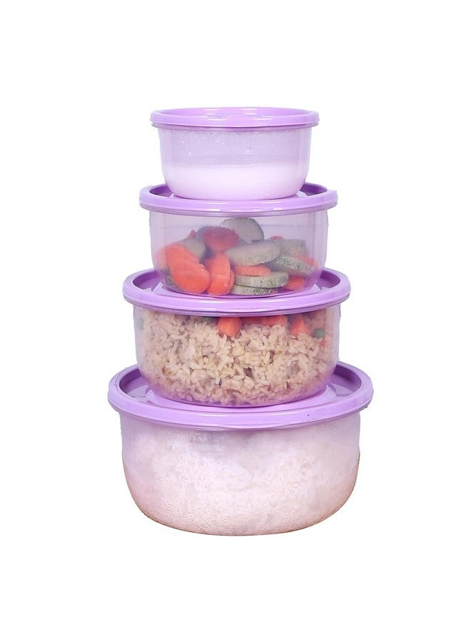 Gluman Plastic Microwave Container Set of 4 With Vent Knob For Steam Release | 100% Food Grade | Dishwasher Safe | Freezer Safe | Microwave Safe | Reusable | Recyclable (Microvent_Violet) - Image 1