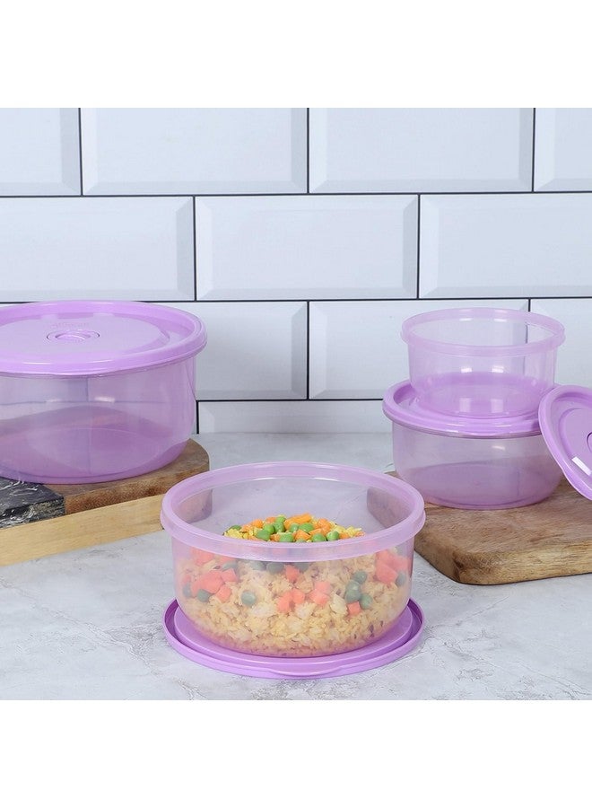 Gluman Plastic Microwave Container Set of 4 With Vent Knob For Steam Release | 100% Food Grade | Dishwasher Safe | Freezer Safe | Microwave Safe | Reusable | Recyclable (Microvent_Violet) - Image 3