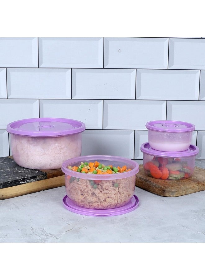 Gluman Plastic Microwave Container Set of 4 With Vent Knob For Steam Release | 100% Food Grade | Dishwasher Safe | Freezer Safe | Microwave Safe | Reusable | Recyclable (Microvent_Violet) - Image 2