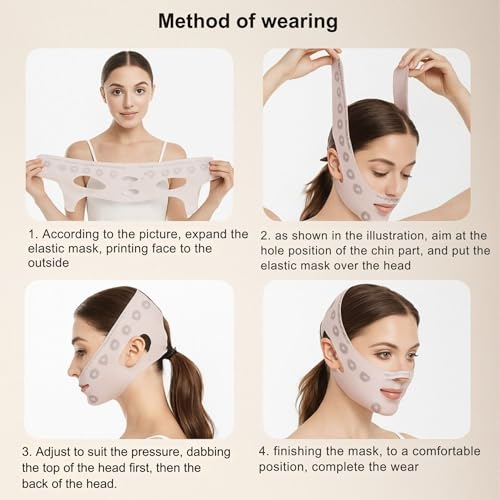 TASKHOUSE V-Line Lifting Face Mask for Women Chin Slimming Strap for Double Chin Reduction, Neck Firming & Face Tightening (Pack of 1; Light Pink) - Image 5