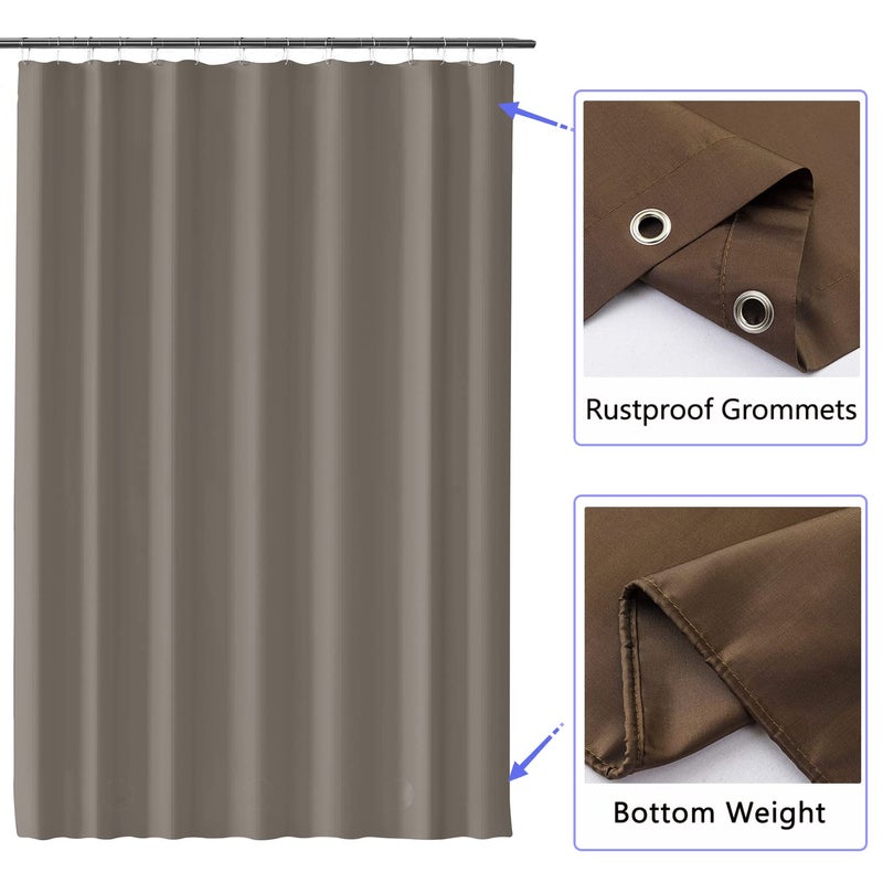 LLSCL Brown Fabric Shower Curtain Liner with Bottom Counterweight, Waterproof Hotel Quality, 72 x 72 Machine Washable - Image 2