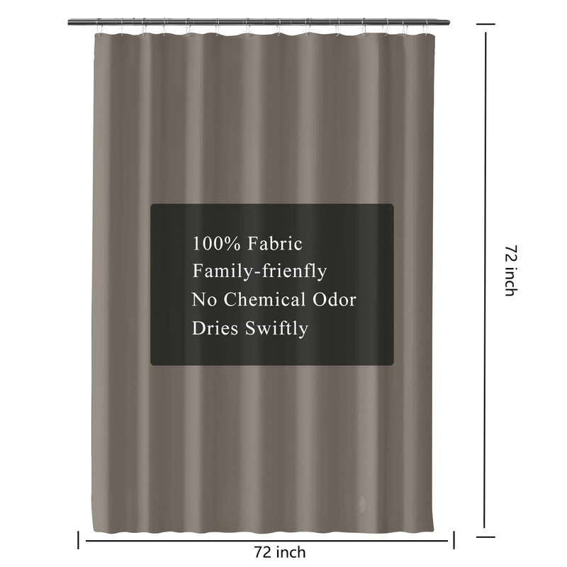 LLSCL Brown Fabric Shower Curtain Liner with Bottom Counterweight, Waterproof Hotel Quality, 72 x 72 Machine Washable - Image 3