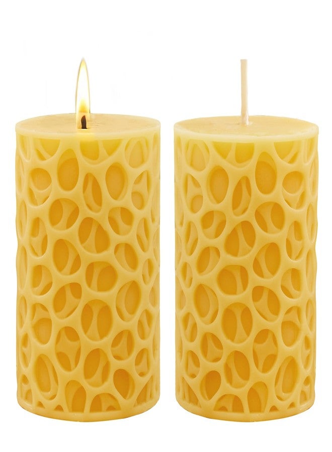 Ashlux Beeswax Pillar Candles 3x4 inch, 100% Pure Beeswax Candles-116 Hours Long Burning, Unscented and Dripless Pillar Candles Bulk for Christmas Lights,Wedding,Parties, Spas,Home Decorative - Image 1