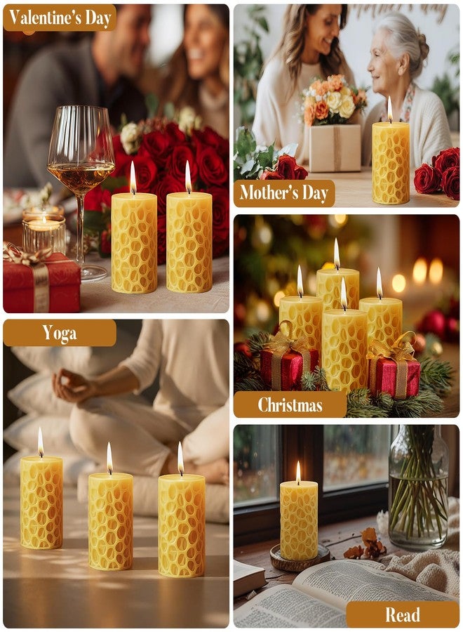 Ashlux Beeswax Pillar Candles 3x4 inch, 100% Pure Beeswax Candles-116 Hours Long Burning, Unscented and Dripless Pillar Candles Bulk for Christmas Lights,Wedding,Parties, Spas,Home Decorative - Image 3