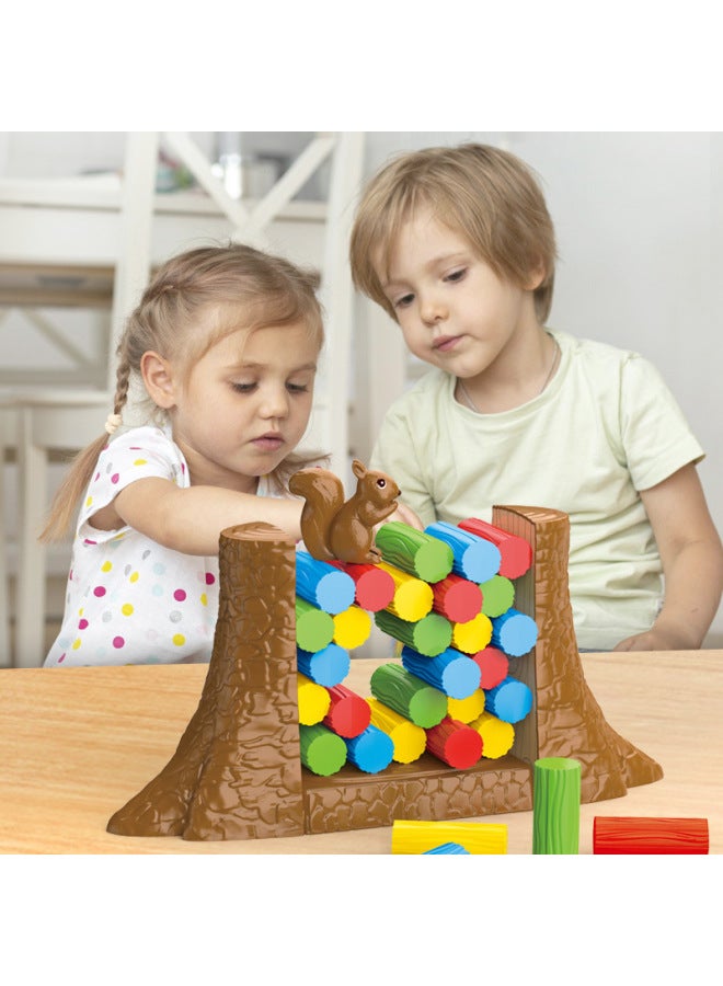 Children's Desktop Game Chess Squirrel Push Stake Parent-child Interactive Toys Kindergarten Gift Stall Wholesale-Color:Squirrel Pushing Wooden Pile [english Color Box] Equipped With Punishment Plate - Image 3