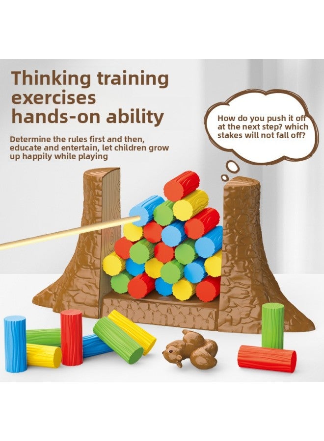 Children's Desktop Game Chess Squirrel Push Stake Parent-child Interactive Toys Kindergarten Gift Stall Wholesale-Color:Squirrel Pushing Wooden Pile [english Color Box] Equipped With Punishment Plate - Image 4