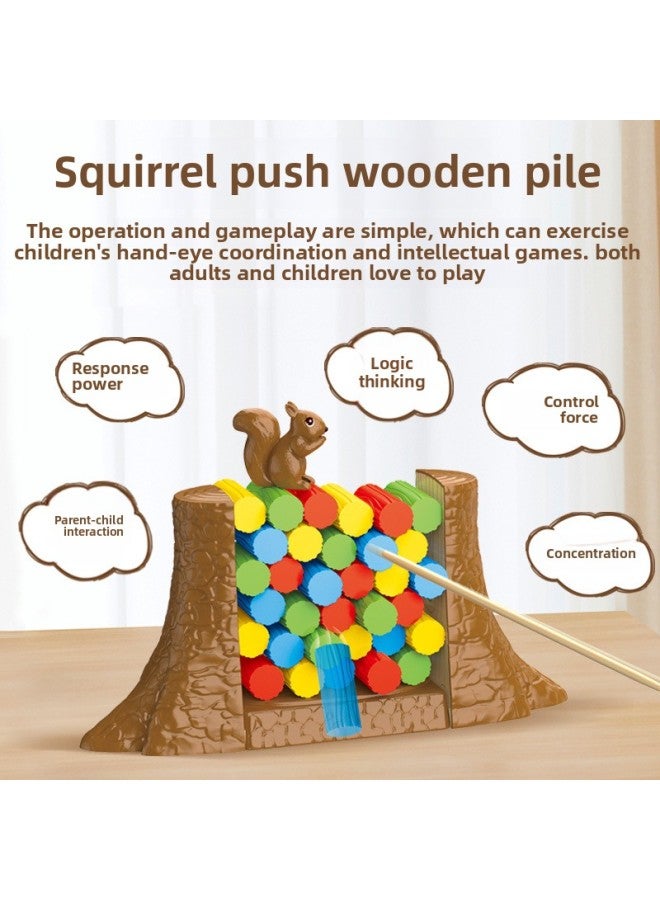 Children's Desktop Game Chess Squirrel Push Stake Parent-child Interactive Toys Kindergarten Gift Stall Wholesale-Color:Squirrel Pushing Wooden Pile [english Color Box] Equipped With Punishment Plate - Image 5