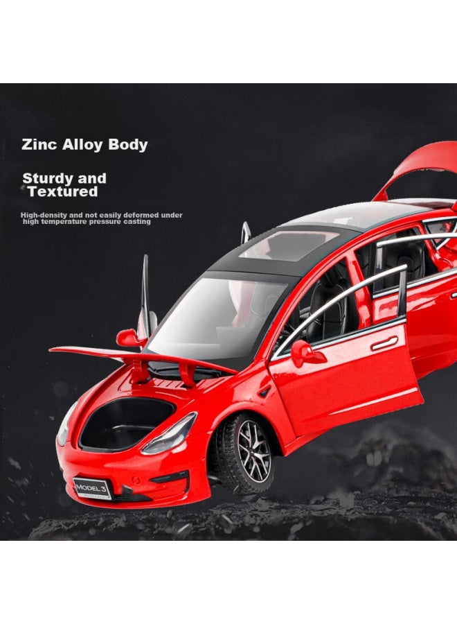 Black Mamba Tesla 1：24 Scale White Car Model Toy For Boys And Girls, Alloy Car Model Collectible Display Piece Gift - Image 2