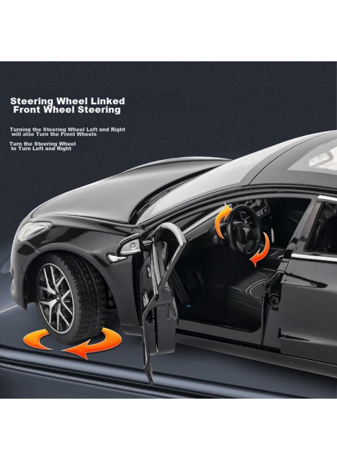 Black Mamba Tesla 1：24 Scale White Car Model Toy For Boys And Girls, Alloy Car Model Collectible Display Piece Gift - Image 4