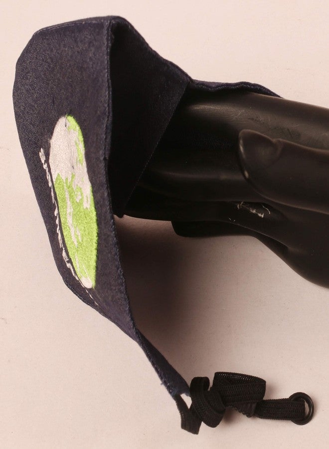 Touchstone Kids Save the Earth environmental embroidered 3 layer anti-pollution smog cold cough protective cotton face masks reusable washable adjustable for children. (Pack of 3). Grey Black Blue - Image 3