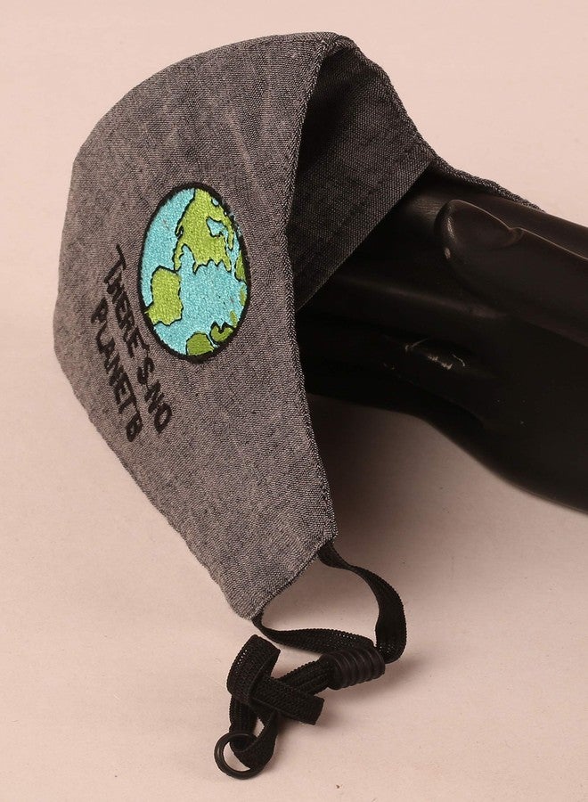 Touchstone Kids Save the Earth environmental embroidered 3 layer anti-pollution smog cold cough protective cotton face masks reusable washable adjustable for children. (Pack of 3). Grey Black Blue - Image 4