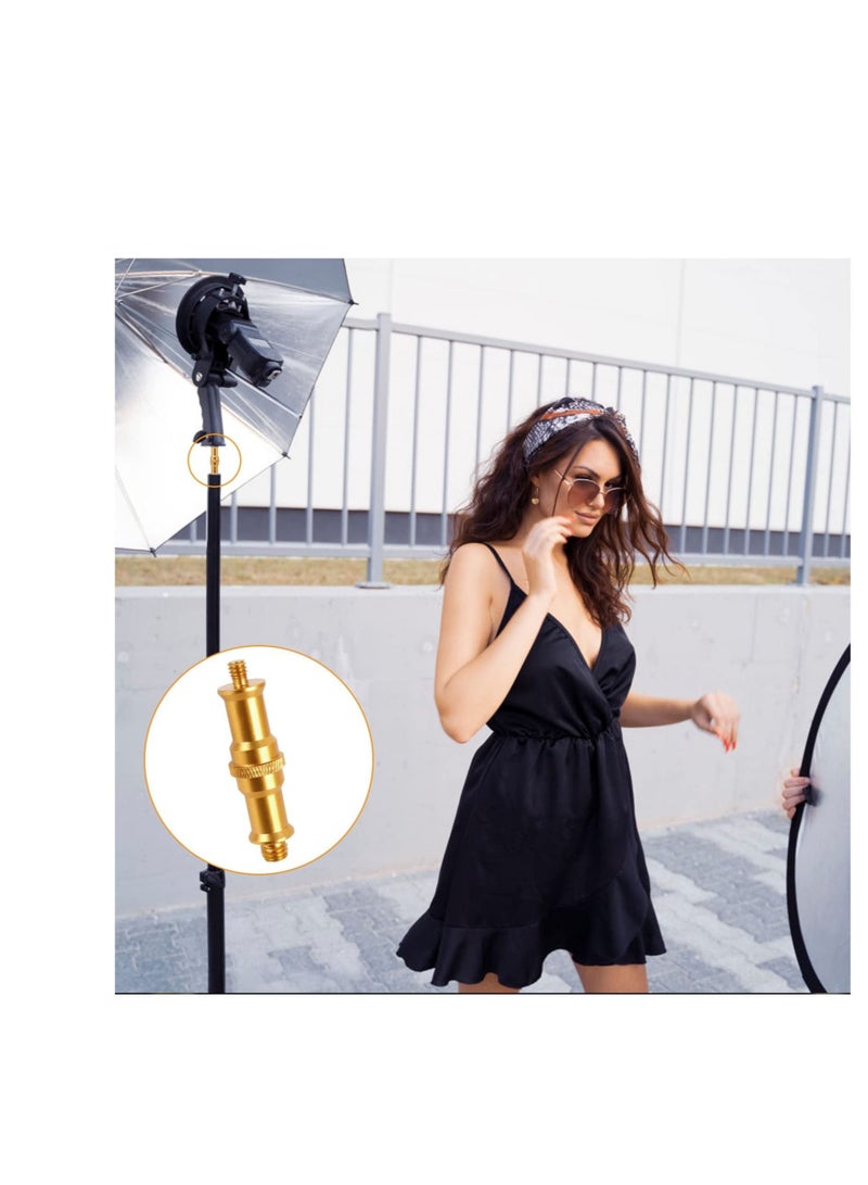 كابتن تيك Camera Tripod Threaded Adapter, 2Pcs 1/4 to 3/8 Tripod Screw Thread Adapter Set Camera, Screw Adapter Tripod Accessories for Monopod Ballhead Light Stand Shoulder Rig (Gold) - Image 3