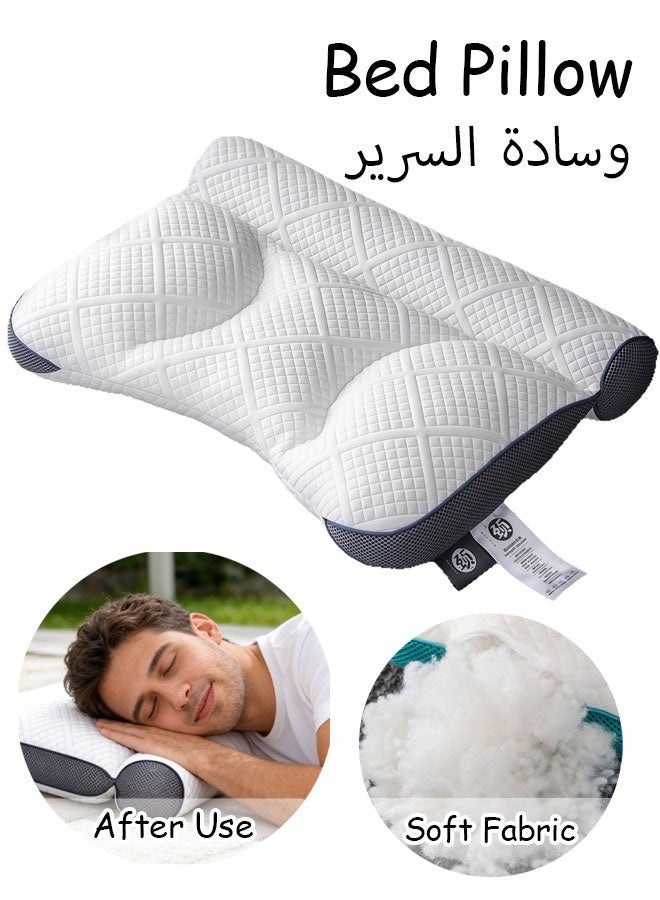 Cervical Bed Pillow Ergonomic Contour Pillow for Neck and Shoulder Pain Orthopedic Pillow for Neck Support Ergonomic Bed Contour Pillow for Side, Back & Stomach Sleepers 60*40cm - Image 1