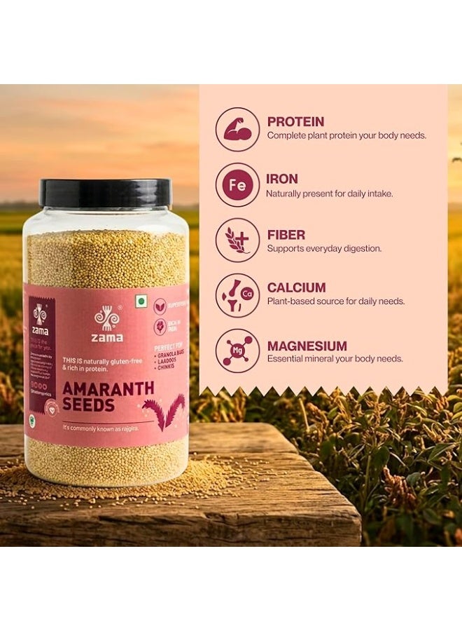 Zama Organics Amaranth Seeds 1Kg Jar | Rich in Fiber & Protein | Keto Friendly | Gluten free, Calcium Rich | No Cholesterol | Rajgira Seed | Best for soups, chapati, salads - Image 5