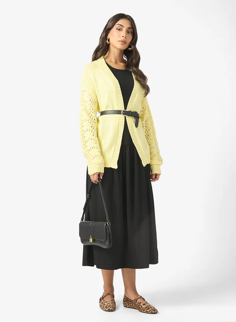 ELLA Cardigan With Crochet Sleeves