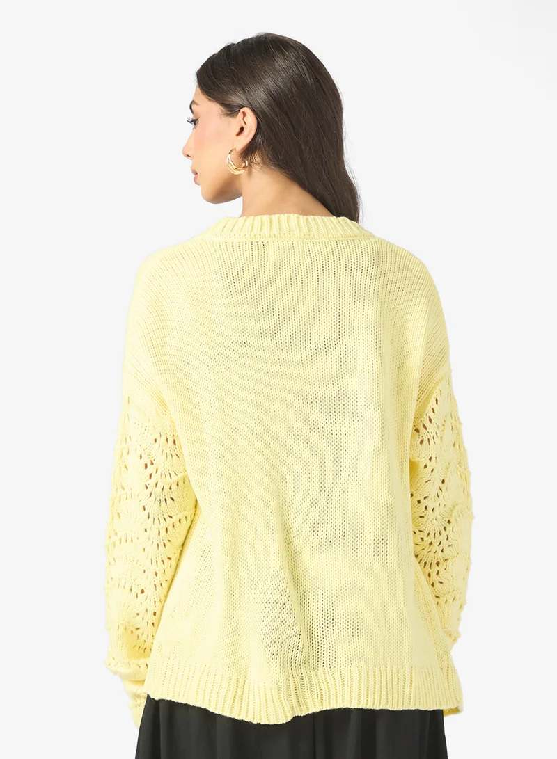 ELLA Cardigan With Crochet Sleeves