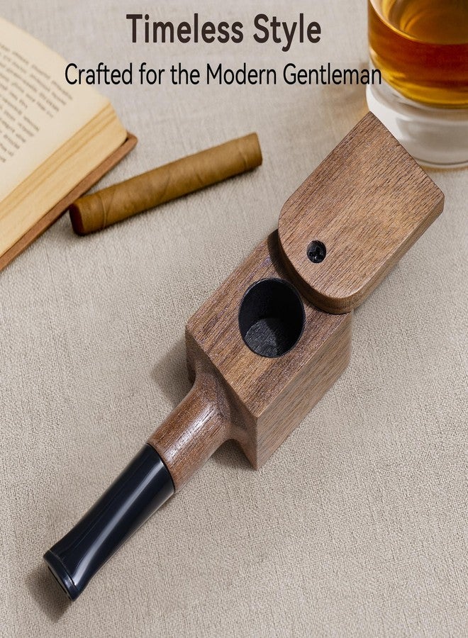Sivaopa Tobacco Pipe Set - Walnut Wood Square Design Compact Size Classic Style with Cleaning Tool Kit and Screen Inserts for Adult Tobacco Users Desk Daily Use and Gifting - Image 5