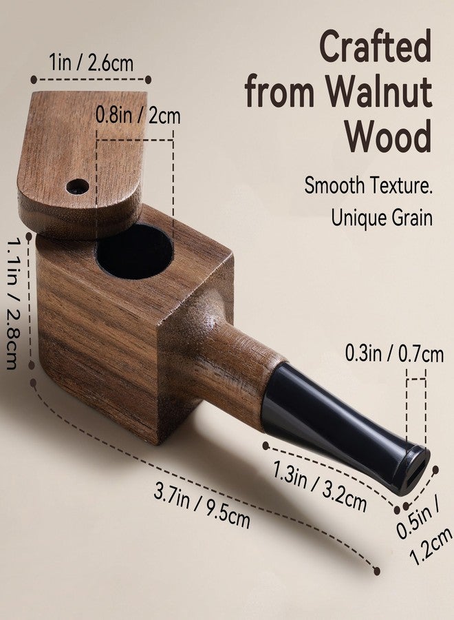 Sivaopa Tobacco Pipe Set - Walnut Wood Square Design Compact Size Classic Style with Cleaning Tool Kit and Screen Inserts for Adult Tobacco Users Desk Daily Use and Gifting - Image 2