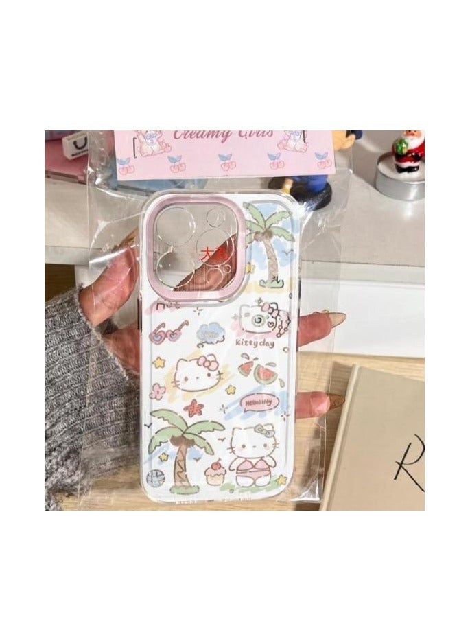 Clear Case for iPhone 16 Pro – Palm Tree & Swimsuit Kitty Design | Transparent Protective Cover - Image 2