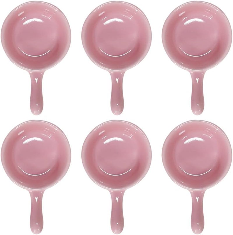 Albedel Pink 6 pcs Porcelain Soy Sauce Dish Ceramic Dip Dipping Mini Small Bowls Plate 101 oz wHandle for Dinner Baking BBQ and Cooking - Image 1