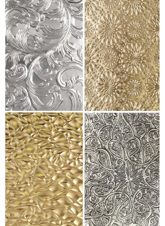 Sizzix Tim Holtz Sizzix 3D Texture Fades Embossing Folders - Elegant, Kaleidoscope, Crackle and Engraved - 4 Item Bundle - Image 1