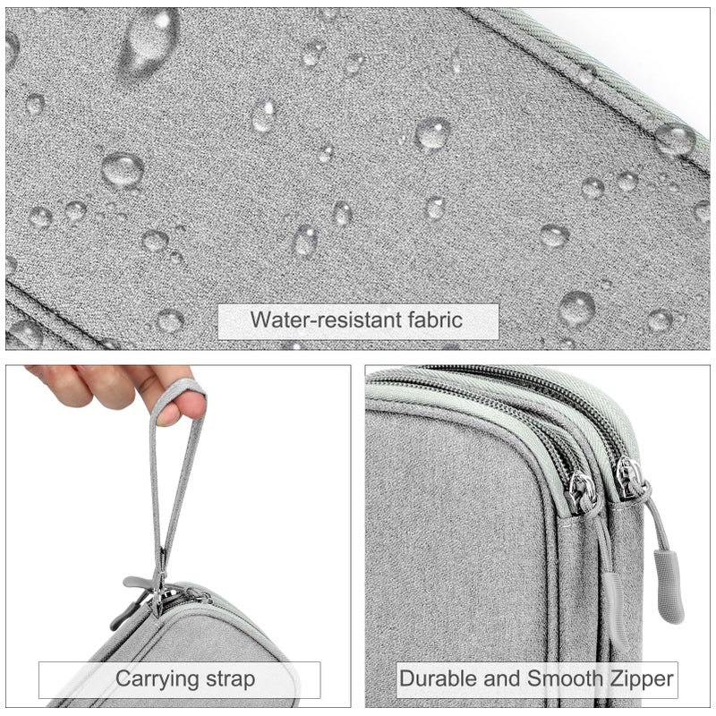FYY Travel Cable Organizer Bag Pouch Electronic Accessories Carry Case Portable Waterproof Double Layers All-in-One Storage for Cord, Charger, Phone, Earphone Grey - Image 4