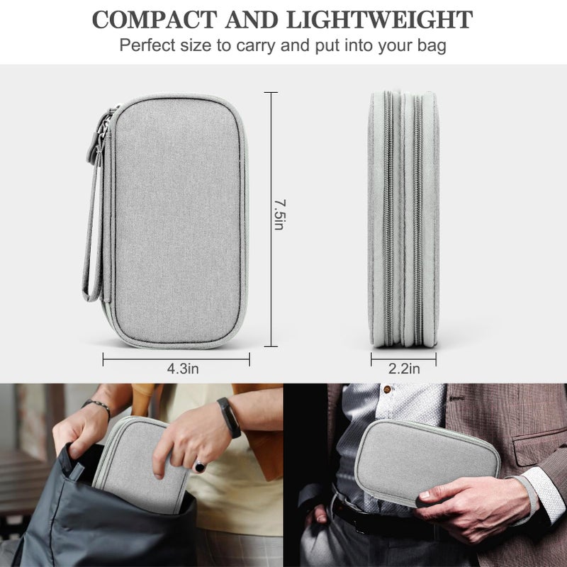 FYY Travel Cable Organizer Bag Pouch Electronic Accessories Carry Case Portable Waterproof Double Layers All-in-One Storage for Cord, Charger, Phone, Earphone Grey - Image 2