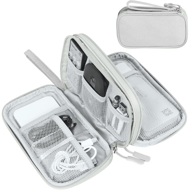 FYY Travel Cable Organizer Bag Pouch Electronic Accessories Carry Case Portable Waterproof Double Layers All-in-One Storage for Cord, Charger, Phone, Earphone Grey - Image 1