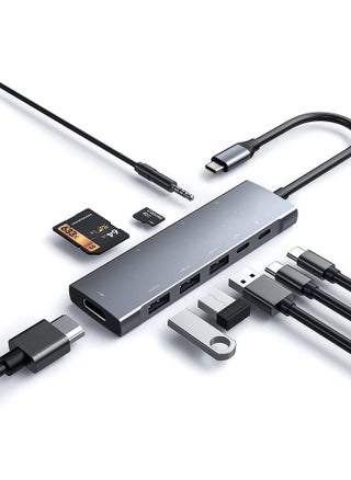 USB C Hub, Type C Hub 9 in 1 Multiport Adapter with 87W Power Delivery,4K HDMI Output,3 USB3.0 and USB-C 5 Gbps Data Ports,SD/TF Card Reader,3.5mm Headphone Jack Compatible with MacBook Air, MacBook - pzsku/Z1D6B64C557A478311E85Z/45/_/1679390327/1b39e900-b579-45cd-9167-033dd5bb8dd9