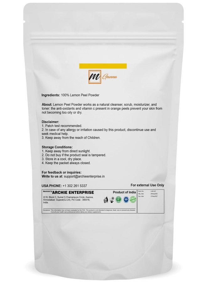 mGanna 100% Natural Lemon Peel Powder For Skin Care 0.50 LBS / 227 GMS / 8 Oz - Image 2