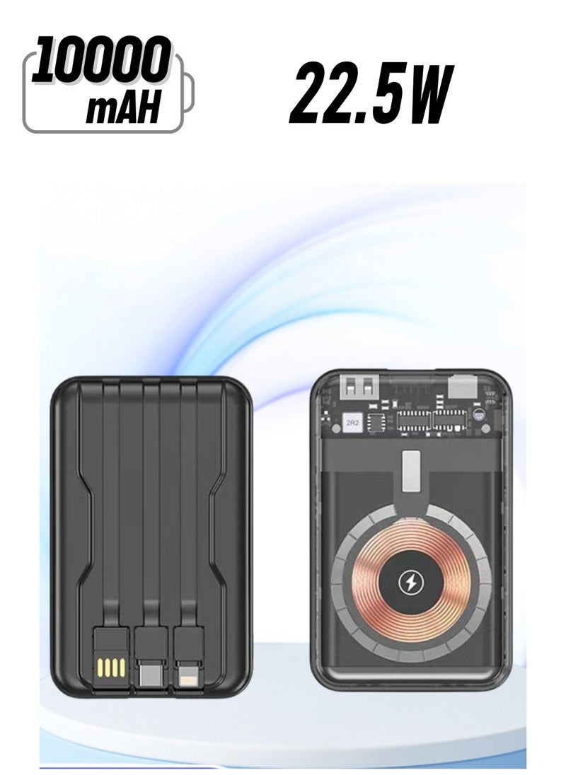 xinzhen - C2 10000mAh Wireless Power Bank with 22.5W Fast Charging, LED Display, Type C/USB Black - Image 1