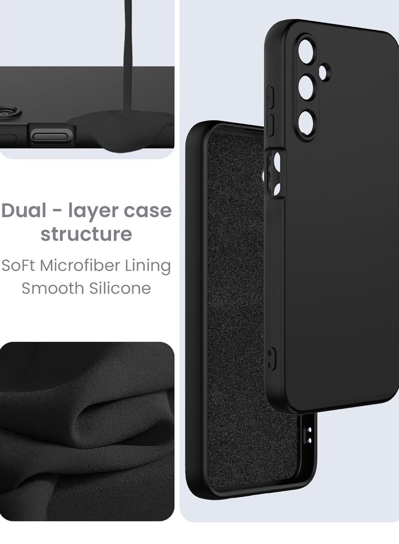 ELTRAZONE Samsung Galaxy A35 5G Case – Ultra Slim Liquid Silicone with 2x Screen Protectors, Anti-Scratch Microfiber Lining (Black) - Image 3