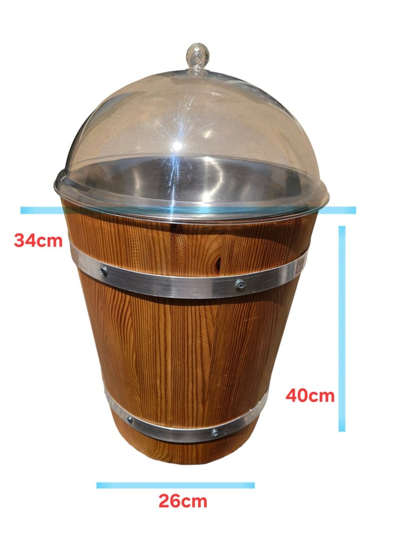 GOLDEN CAT Wooden pail Bucket, Wooden bucket, round wood tank, Wooden tank for Seeds storage, grains, barley, bucket to display products, display Bucket, Size 34cm x 34cm x 40cm - Image 4