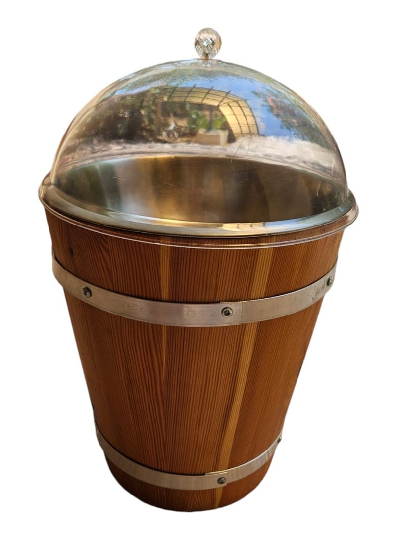 GOLDEN CAT Wooden pail Bucket, Wooden bucket, round wood tank, Wooden tank for Seeds storage, grains, barley, bucket to display products, display Bucket, Size 34cm x 34cm x 40cm - Image 1