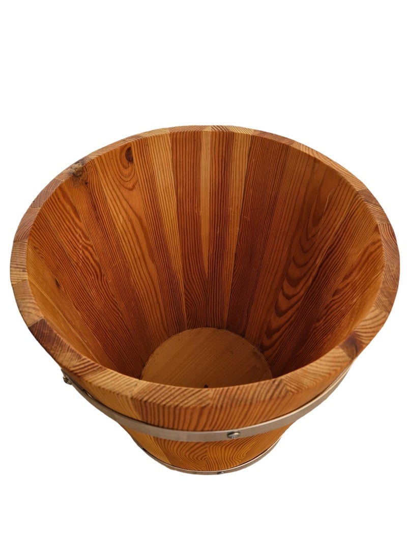 GOLDEN CAT Wooden pail Bucket, Wooden bucket, round wood tank, Wooden tank for Seeds storage, grains, barley, bucket to display products, display Bucket, Size 34cm x 34cm x 40cm - Image 3