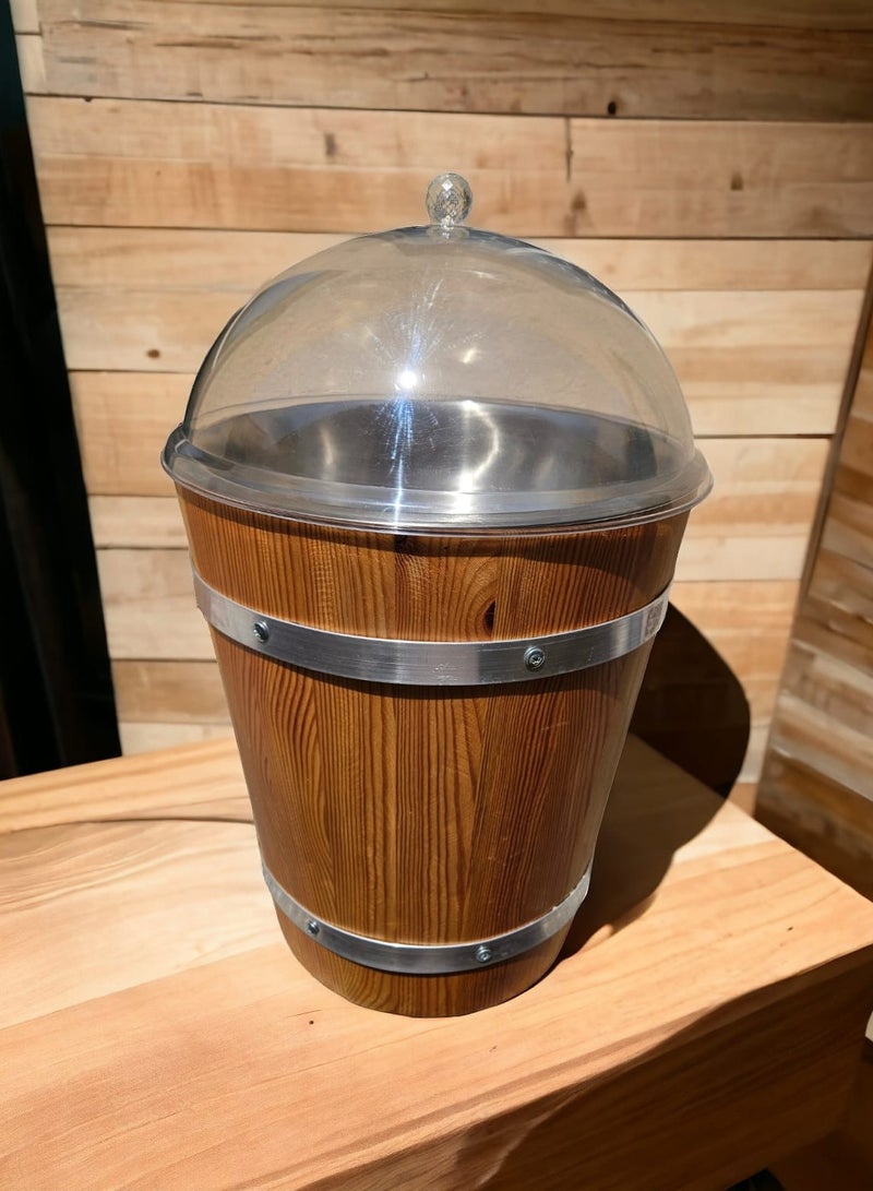 GOLDEN CAT Wooden pail Bucket, Wooden bucket, round wood tank, Wooden tank for Seeds storage, grains, barley, bucket to display products, display Bucket, Size 34cm x 34cm x 40cm - Image 5