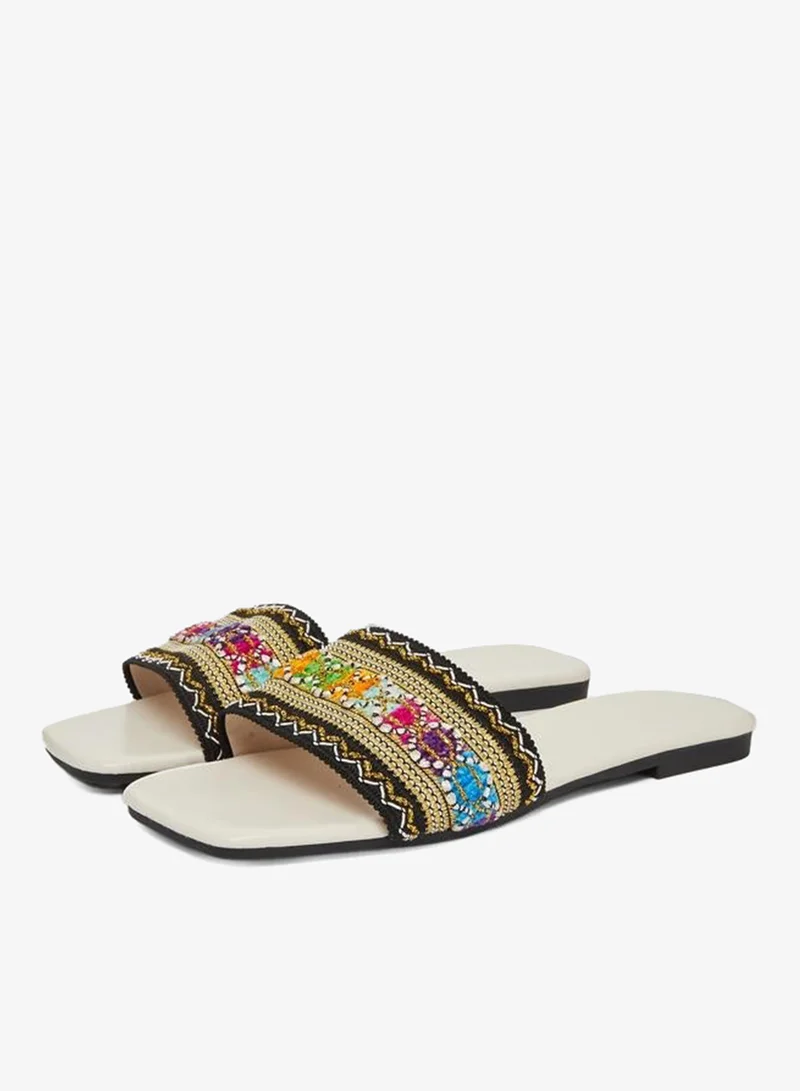 Take Two Embroidered Floral Slip-On Flat Sandals