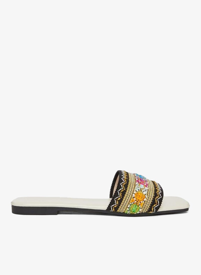 Take Two Embroidered Floral Slip-On Flat Sandals - Image 1