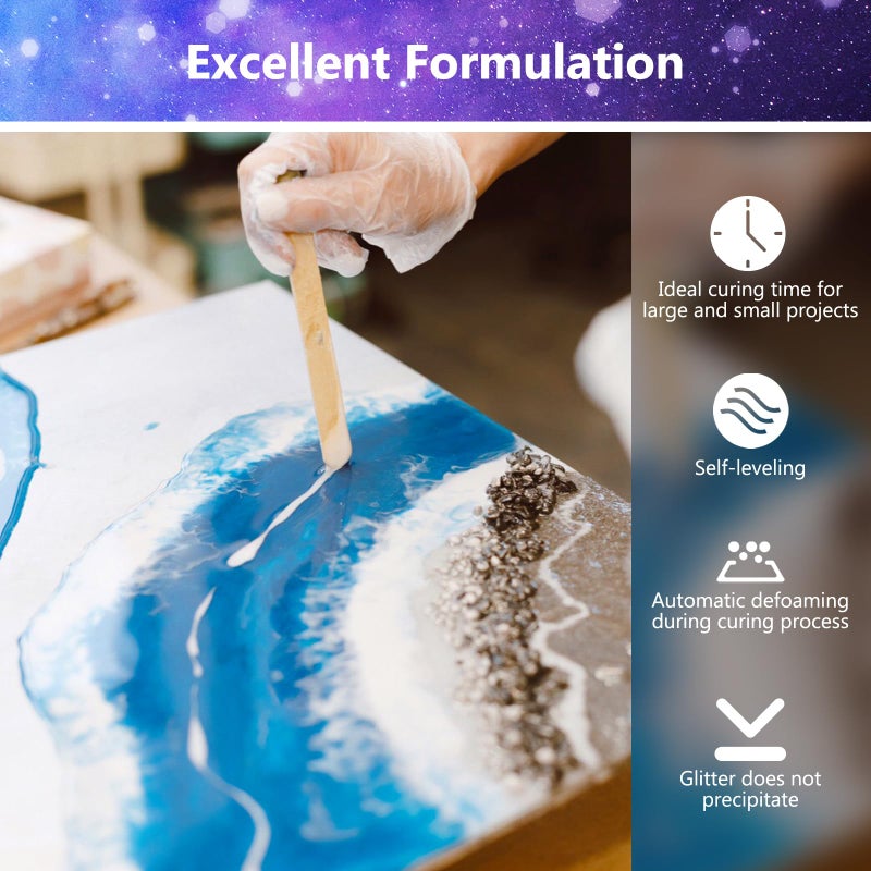 KISREL Epoxy Resin 64OZ - Crystal Clear Epoxy Resin Kit - No Yellowing No Bubble Art Resina Casting Resins for Art Crafts, Jewelry Making, Wood & Molds(32OZ x 2) - Image 3