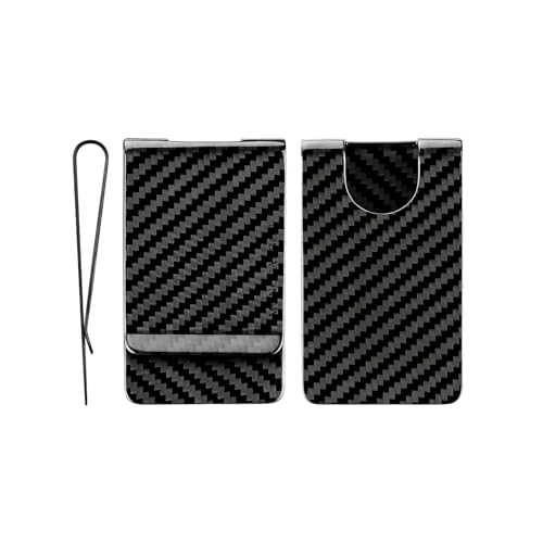 MONOCARBON محفظة كربون فايبر للرجال من MONOCARBON لحامل بطاقات الائتمان والمال، مشبك نقود بسيط لحامل النقود وبطاقات الائتمان. (أسود لامع من قماش تويل) - Image 3