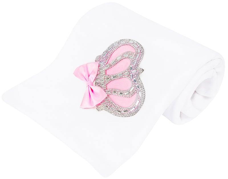 Lilax Baby Girl Newborn Jewels Crown Swaddle Receiving Blanket Pink - Image 1