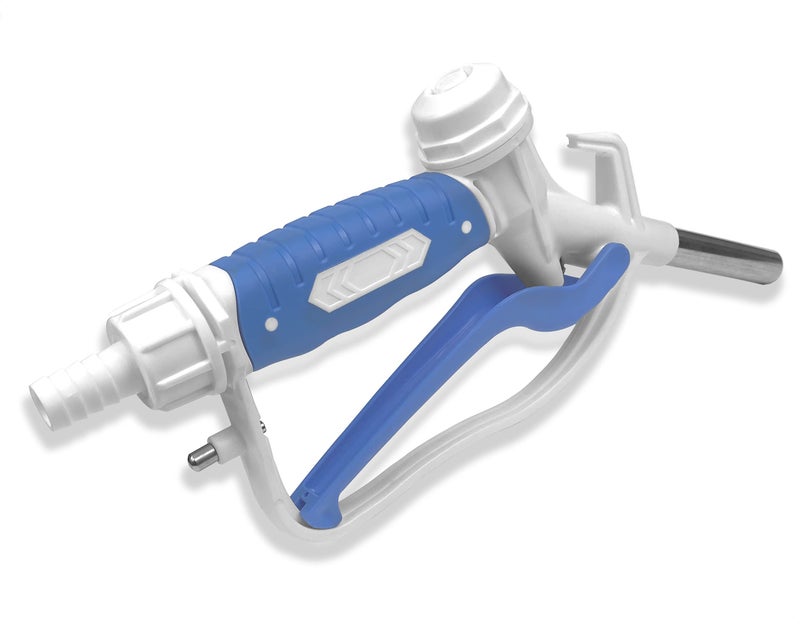 LUBEFLEX Manual DEF Nozzle  for Transferring or Dispensing with Manual or Electric Diesel Exhaust Fluid DEF Pump  with Stainless Steel Spout 12 inch spout and 34 inch Barb Fitting Inlet