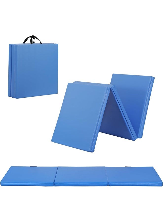 L&E Foldable Gymnastics Gym Exercise Aerobics Mat,PU Leather Tumbling Mat with Hook & Loop Fastener for Stretching Yoga Cheerleading Martial Arts-Versatile Fitness Mat for Home - Image 1