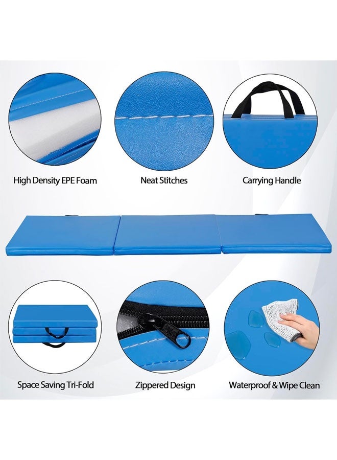 L&E Foldable Gymnastics Gym Exercise Aerobics Mat,PU Leather Tumbling Mat with Hook & Loop Fastener for Stretching Yoga Cheerleading Martial Arts-Versatile Fitness Mat for Home - Image 3