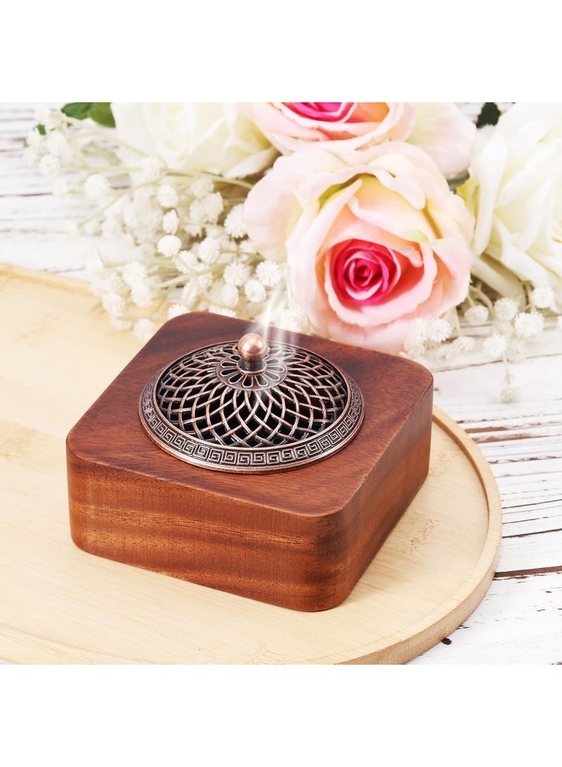 SYOSI Walnut Wood Incense Burner, Handmade Wooden Incense Box and Aromatherapy Holder for Sticks, Cones and Resin, Vintage Fragrance Stand for Home Decor, Office, Yoga, Spa and Meditation - Image 3